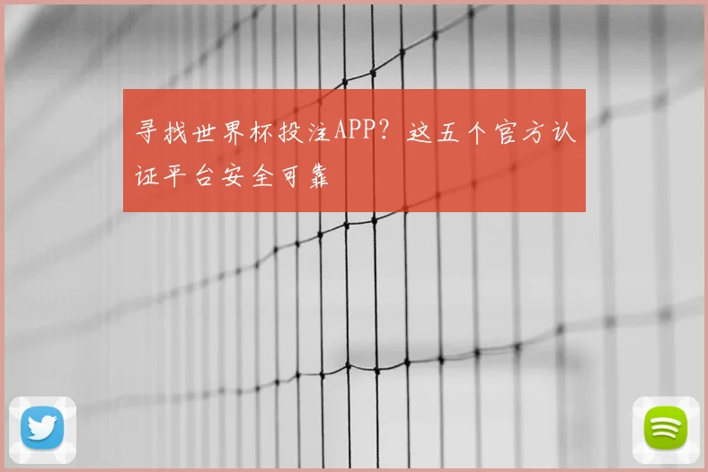寻找世界杯投注APP?这五个官方认证平台安全可靠